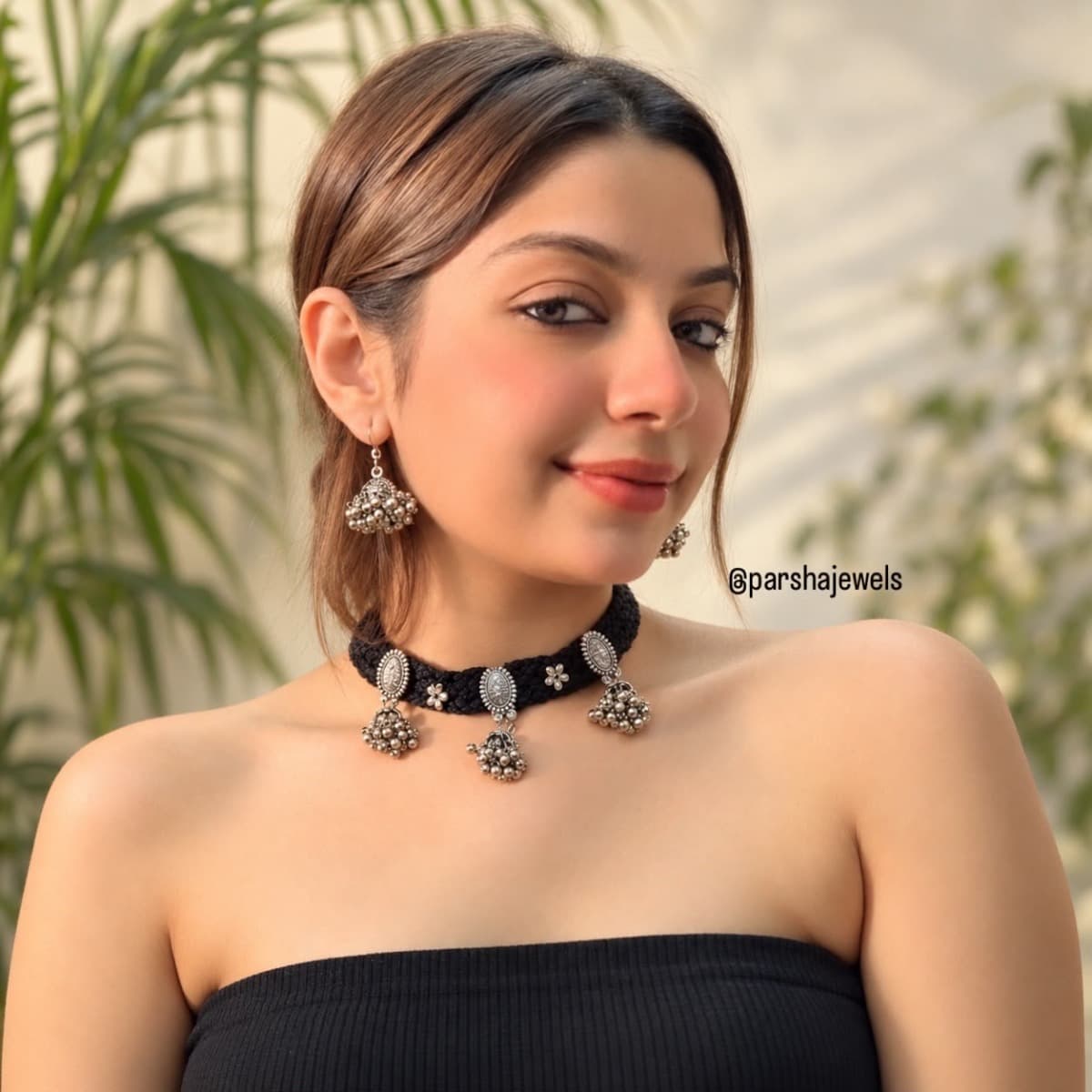 Jhumka choker set view 2